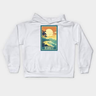 Hawaii Vintage Retro Travel Poster Kids Hoodie